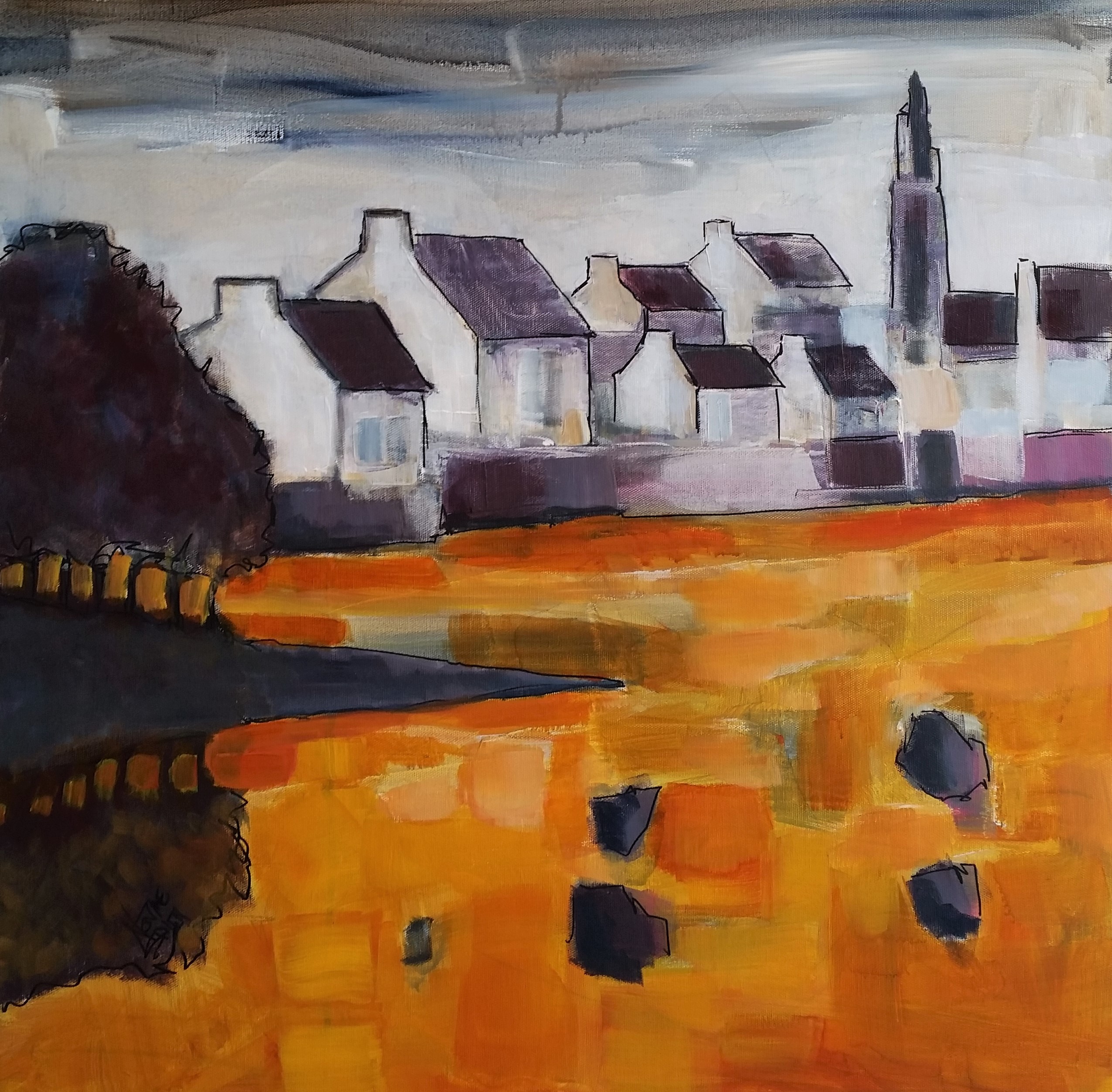 Clocher d'ouest. 70x70. Nadine SALEM.