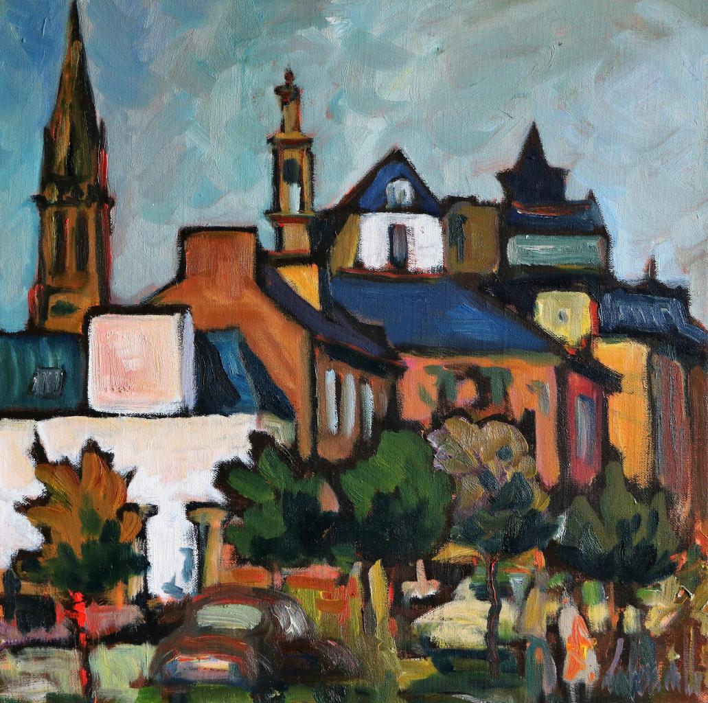 Au loin, chapelle Saint-Michel.30X30. Dominique LABESSOULHE 