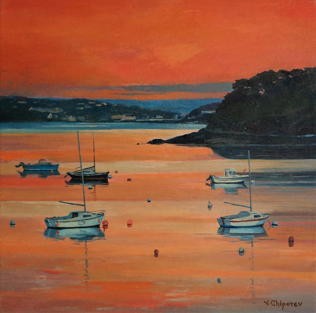 Au loin, la plage du Ris ; Douarnenez. 40X40 . Valéry CHIPOREV