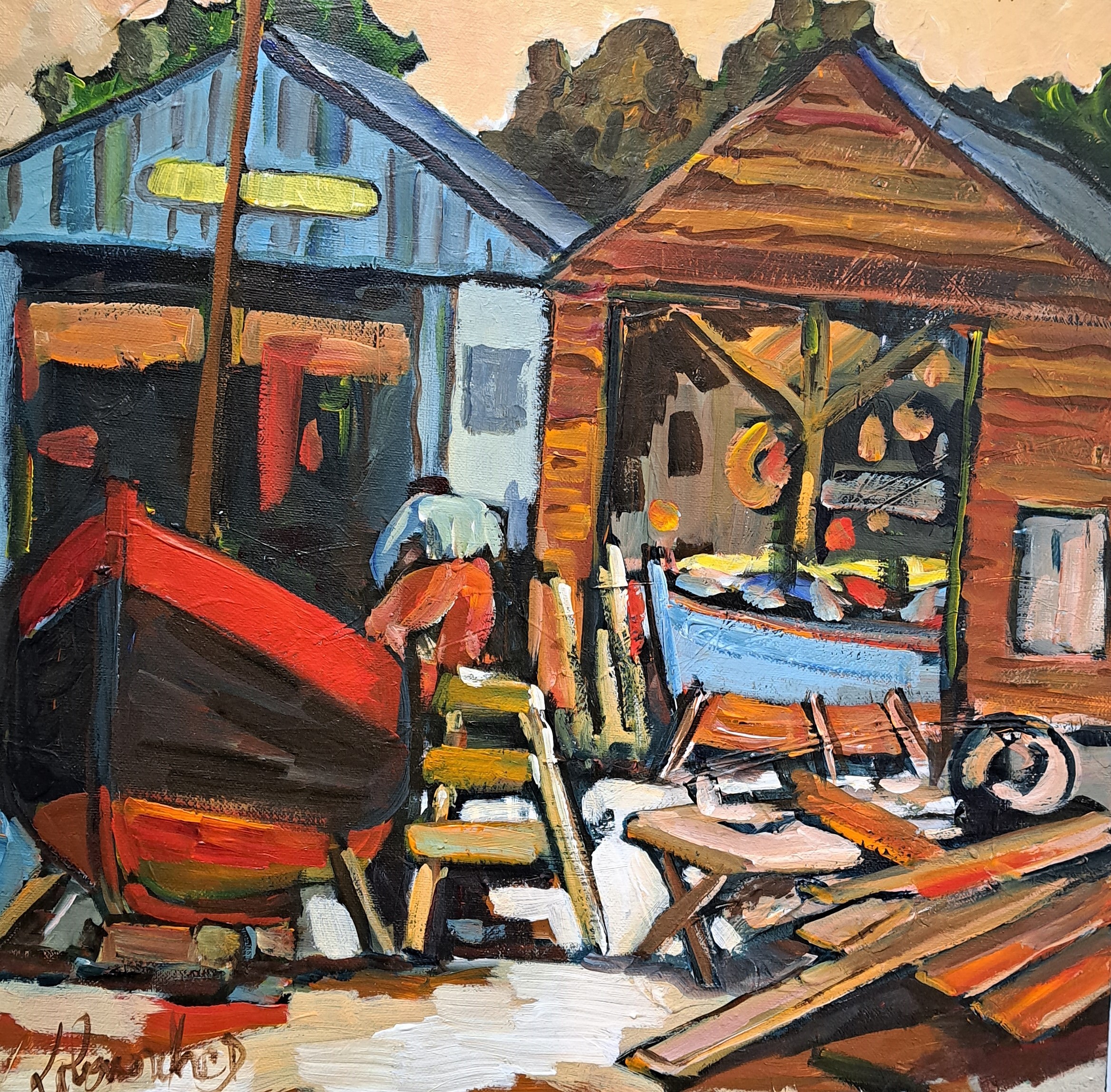 Chantier Port Rhu. 50x50. Dominique LABESSOULHE.