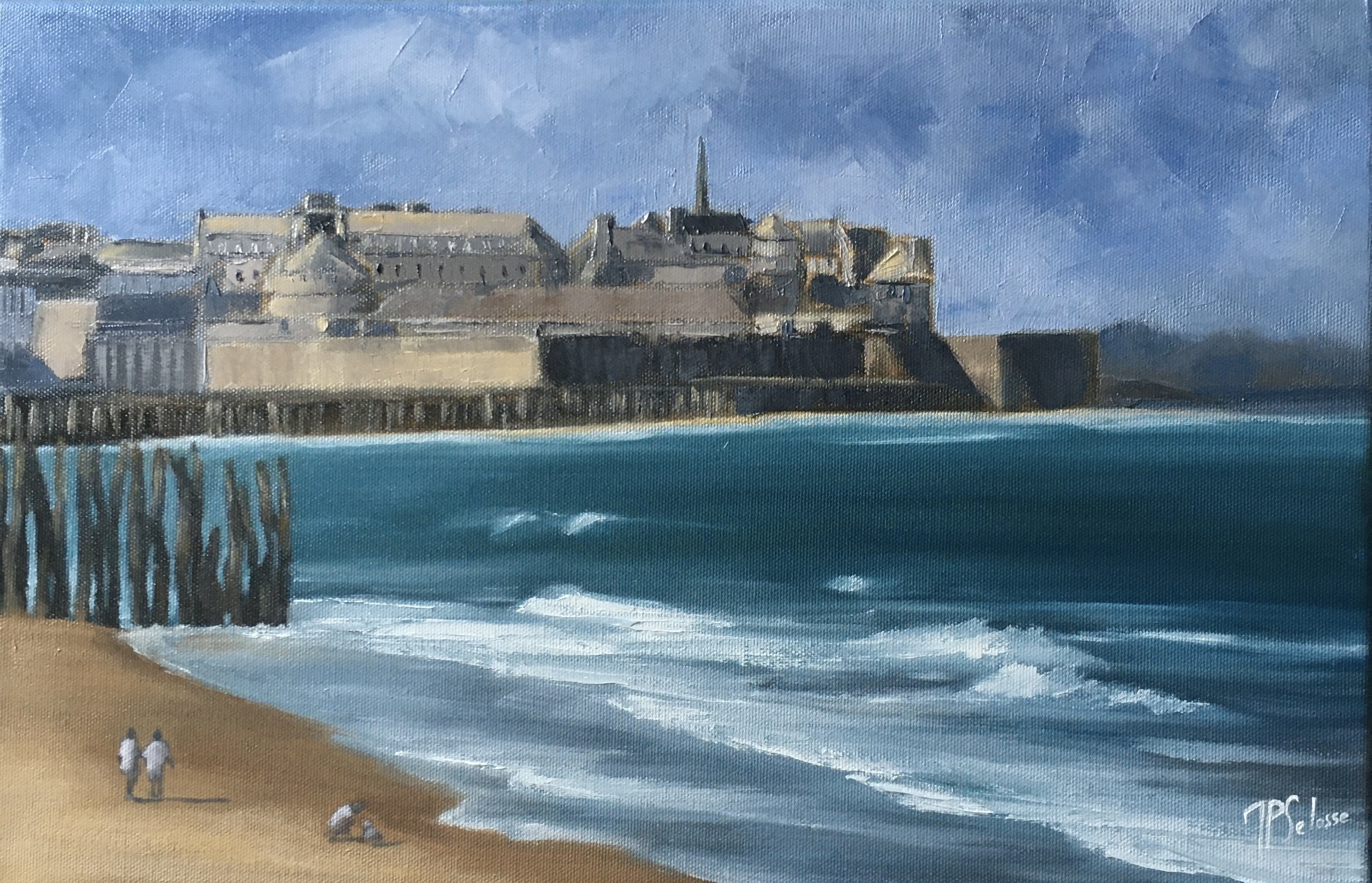 La plage du sillon à Saint Malo. 41x27 - 6P. Marie-Pierre SELOSSE.