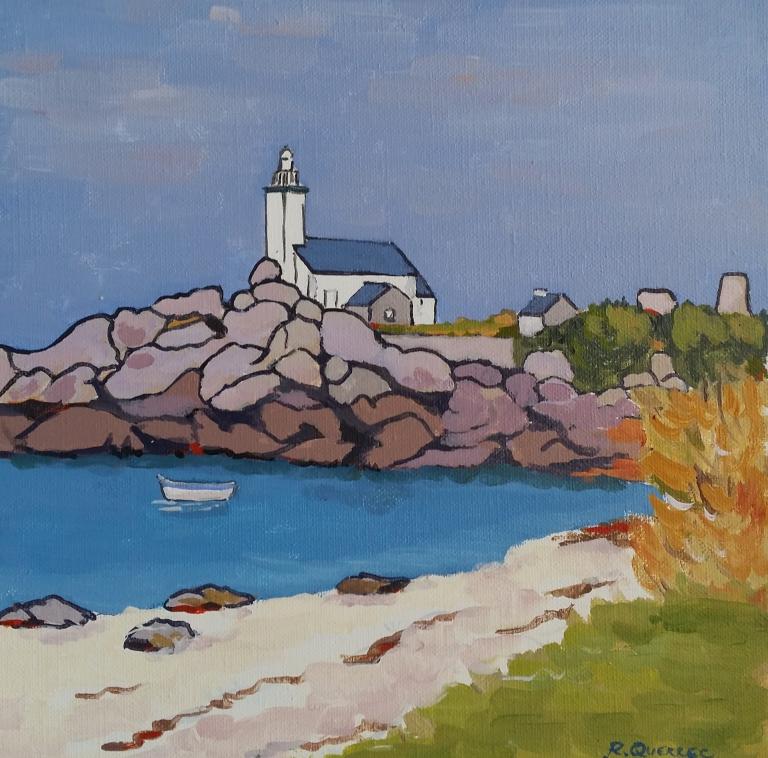 Le phare de Pontusval à Brignogan. 30x30. René QUERREC.