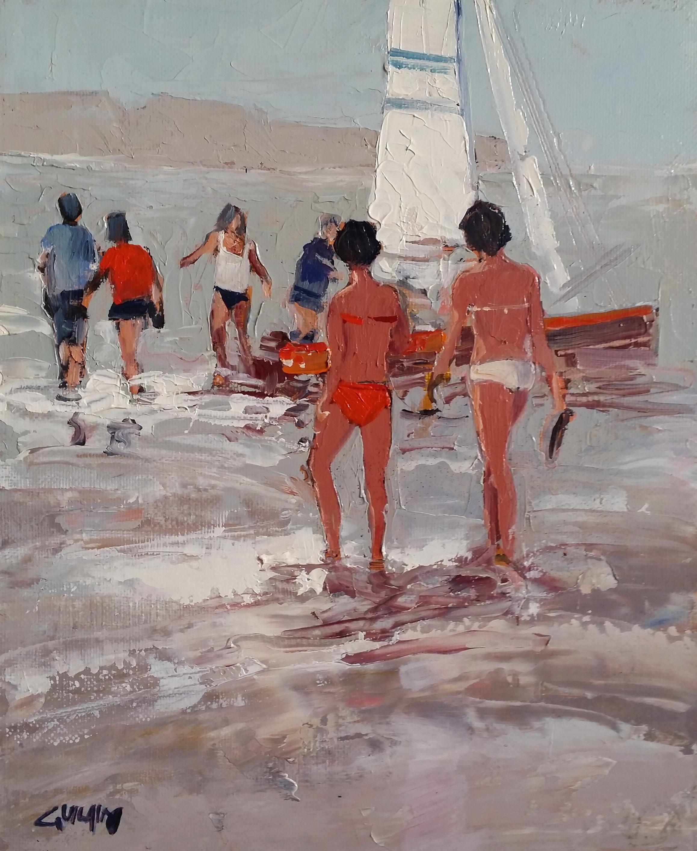 Les deux amies. 27x22 - 3F. Bernard GUILAIN.