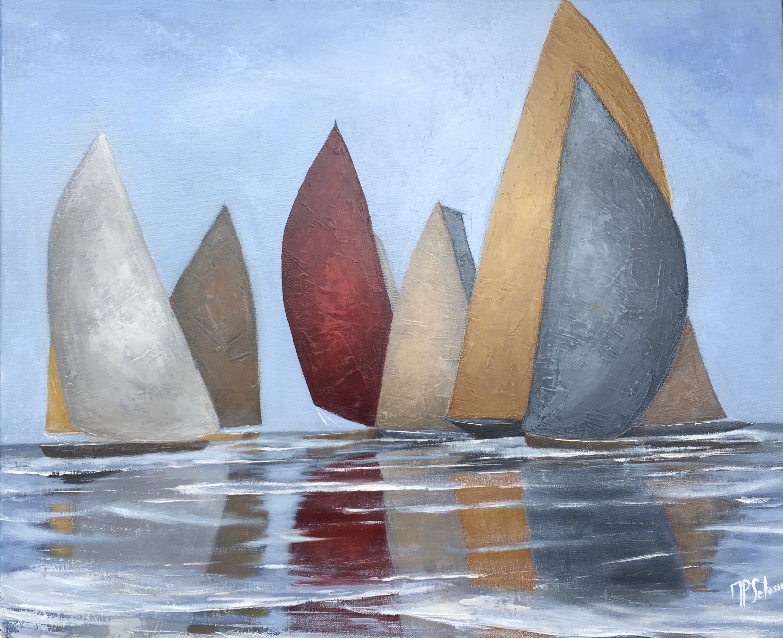 Les grandes voiles. 55x64 -15F. Marie-Pierre SELOSSE.