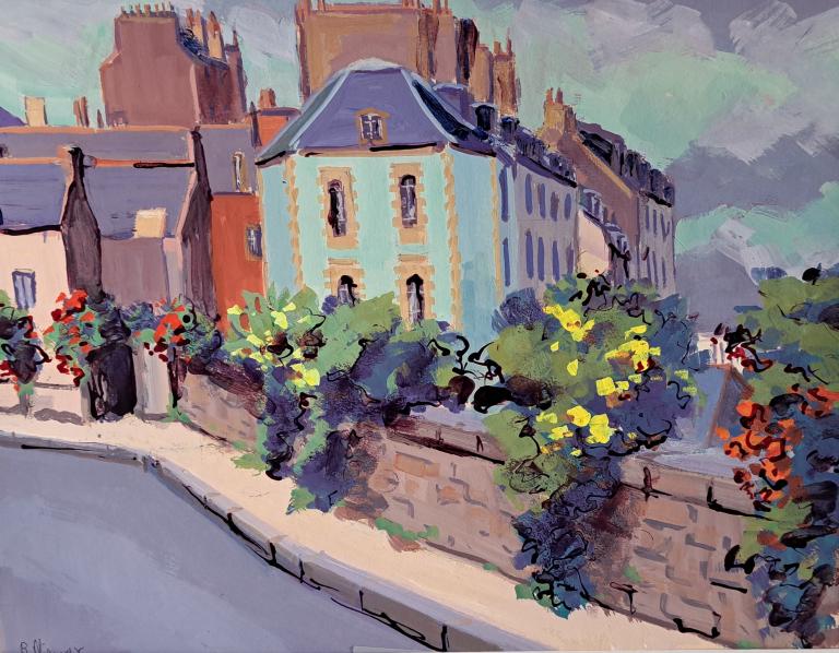 Rue du Rosmeur. Gouache 40 x 30. Béatrice ALIAMUS.