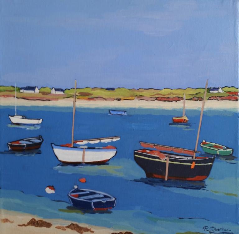 Vieilles coques à Lesconil. 40x40. René QUERREC.