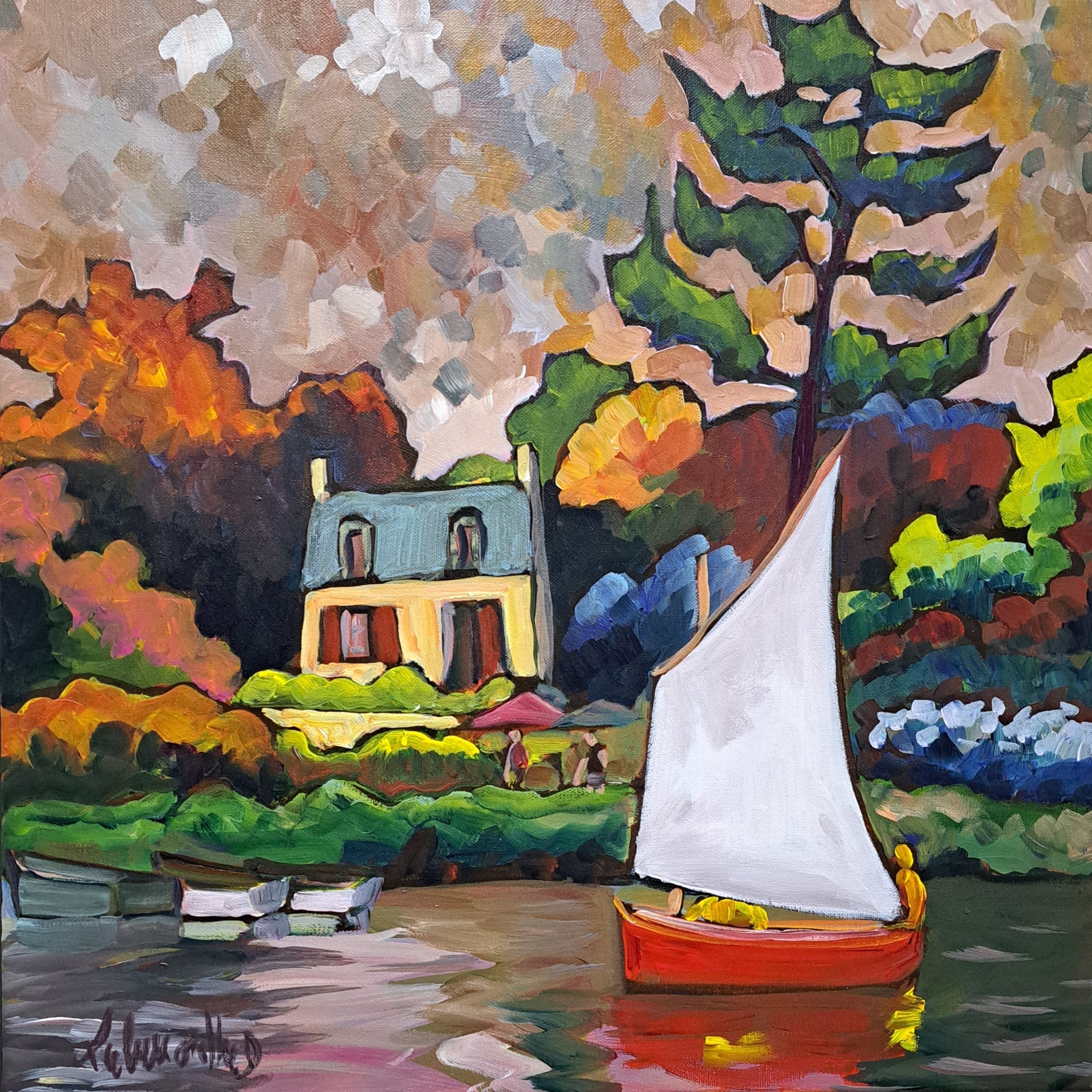 Voile, Pont-Aven. 50x50. Dominique LABESSOULHE.