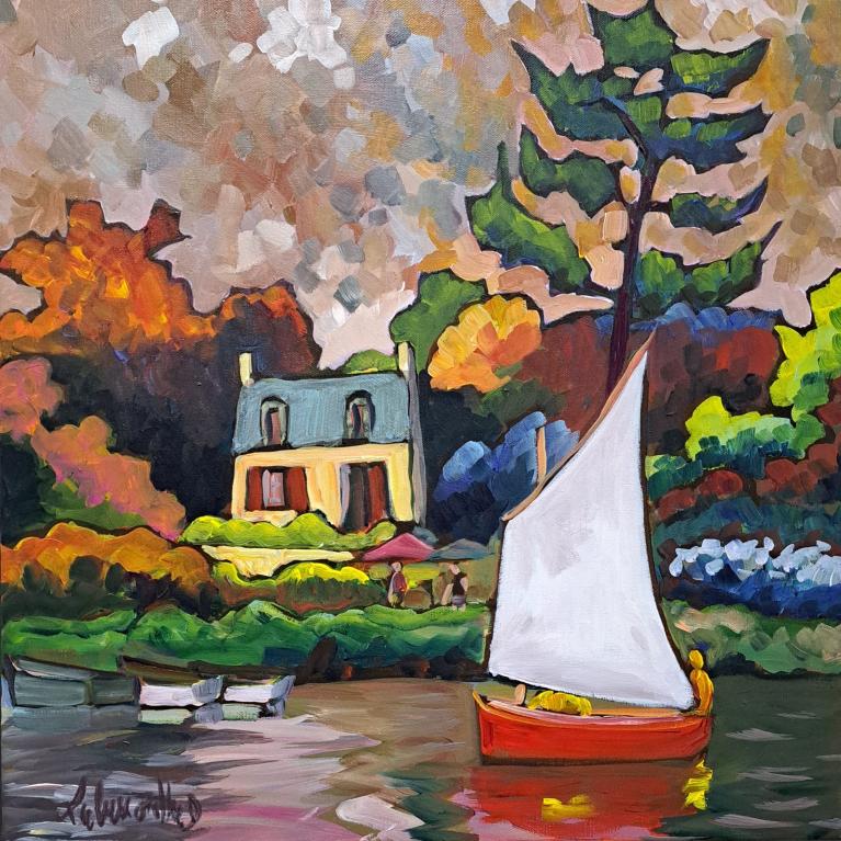 Voile, Pont-Aven. 50x50. Dominique LABESSOULHE.